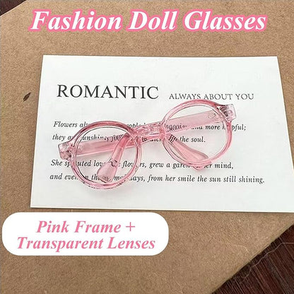 6.7in/17cm Doll Clothes Set(NO Doll), 5 Pcs Outfit Set Includes Premium Fashion Dresses & Bow Hairpin & Glasses & Cute Rabbit Charm & Shoes, Luxury Chic Doll Clothing Accessories (Pink-5PCS)