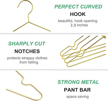 Amber Home 20 Pack 12 Inch Gold Kids Baby Hangers, Strong Metal Children Clothes Hangers for Closet, Space Saving Infant Hanger for Toddler Coats Pants (Gold, 20)