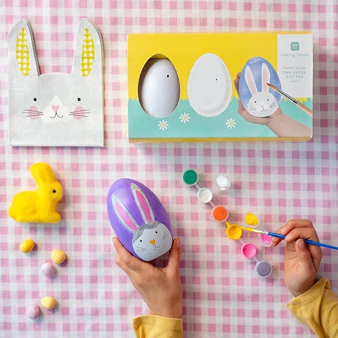 Talking Tables Easter Egg Tins Crafting Kit for Kids – Children's Activities Include Brushes, & Water-Based Paints Reusable, Eco-Friendly Packaging Designed in The UK
