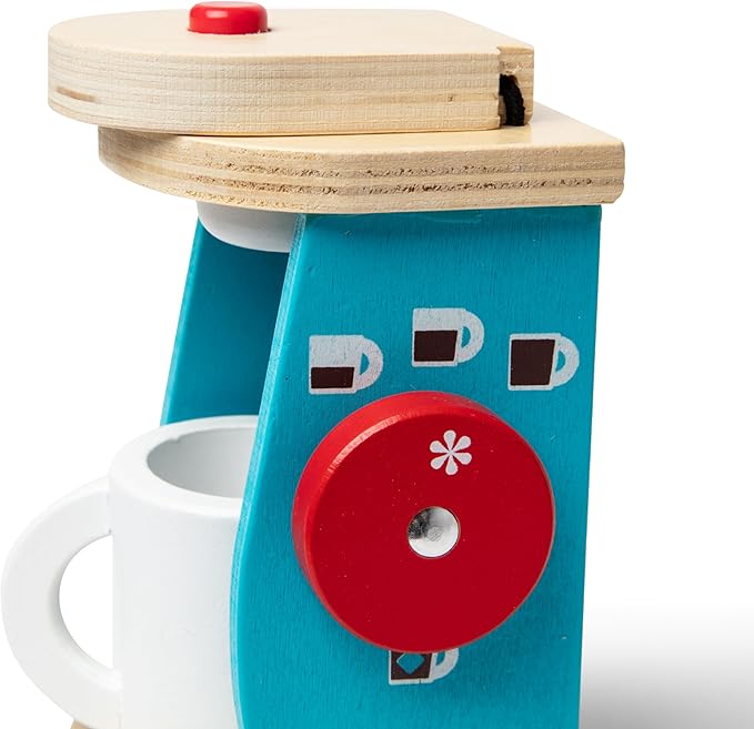 Melissa & Doug 11-Piece Brew and Serve Wooden Coffee Maker Set - Play Kitchen Accessories Pretend Play Kitchen Accessories Kids Coffee Maker Set For Girls And Boys