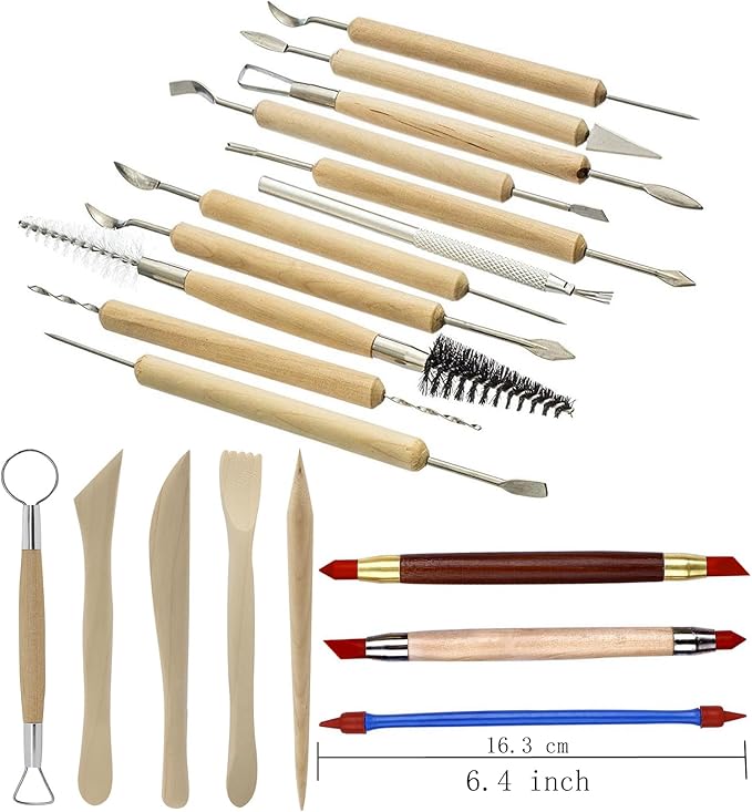 Pottery Sculpting Tools 32PCS Ceramic Clay Carving Tools Set for Crafts Polymer Clay Club,Dotting,Modeling,Shaping Trimming,Hobbyists,Artists
