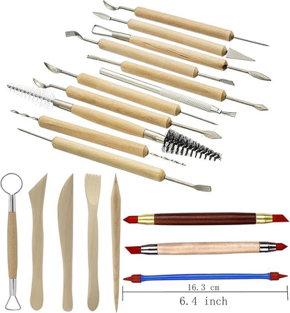 Pottery Sculpting Tools 32PCS Ceramic Clay Carving Tools Set for Crafts Polymer Clay Club,Dotting,Modeling,Shaping Trimming,Hobbyists,Artists