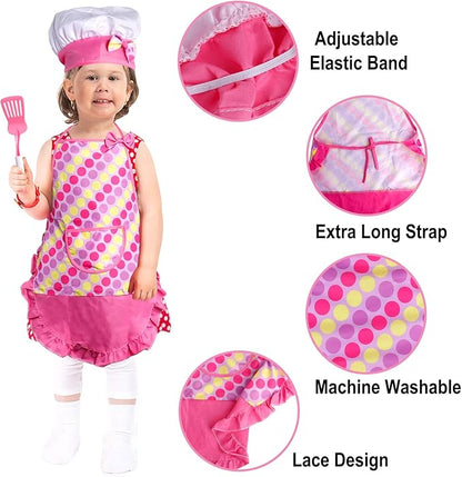 INNOCHEER Play Food for Kids Kitchen Cooking Playing Set, 26 PCS Kids Kitchen playset Accessories with Chef Hat Apron Dress Up, Toddler Cooking Chef Costume Set for 3 4 5 6 Year Old Girls Boys