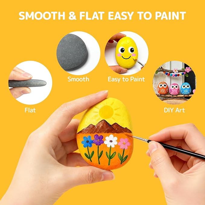 Simetufy 120Pcs Rocks for Painting, 2"-3 Painting River Rocks, Flat & Smooth Stone to Paint, Hand Picked Natural Stones, Crafts for Kids & Adults
