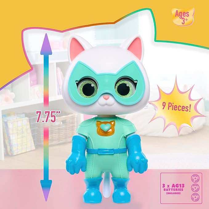 Just Play Disney Junior SuperKitties Cat-Tastic Transforming Bitsy, Toys for Kids Ages 3 Up