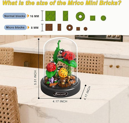Insects Plant Bonsai Building Set,Adult Mini Animals Friend Set,Insect Collection Gift for Kids,Party Favors Bugs Building Block Kit,Valentines New Year Birthday Gift for Boys Girls(Ladybugs)