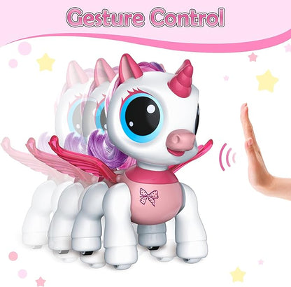 Remote Control Unicorn for Girls - Companion Pet Toys Electronic Pink Pegasus,Music and Waking Robot Christmas Birthday for Children 3 4 5 6 7 8 Years Old