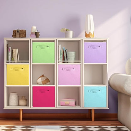 ShellKingdom Foldable Fabric Storage Cubes And Cloth Organizer Drawer For Closet And Toys, 6 Pack (6 Colors)