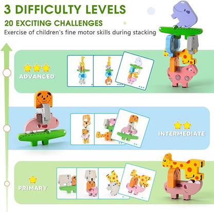 Montessori Toys for 2 3 4 Year Old, 10pcs Wooden Animal Blocks Sorting & Stacking Toys for 2-4 Year Old Toddlers Girl Boy Gifts, Kids Preschool Educational Toys Fine Motor Skills Learning Games