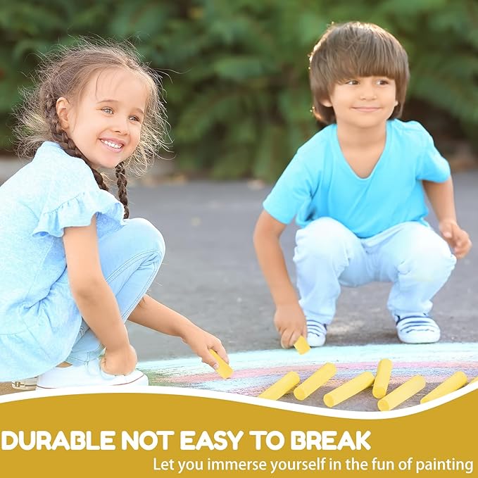 Fulmoon 40 Pcs Jumbo Sidewalk Chalk for Kids Outdoor Art Non Toxic Large Washable Street Chalk for Adults Drawing Painting Graffiti Classroom(Yellow,Round Style)