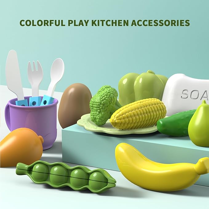 Toddler Sink Toy with Running Water, Play Sink with Electric Faucet & Play Kitchen Accessories, Bath Water Toys, Pretend Role Play Dishwasher Toys for Kids Preschool Toddlers Gifts