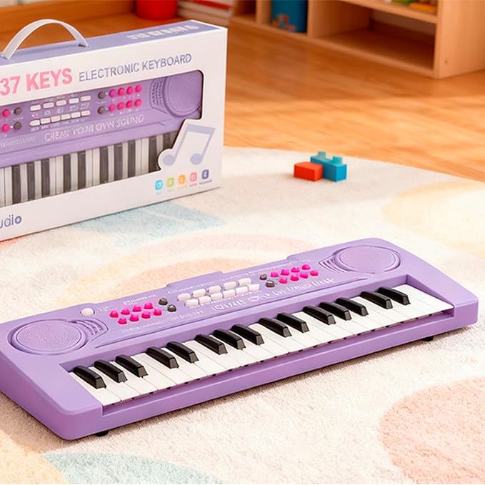 Keyboard Piano for Kids, BIGFUN 37 Keys Toddler Piano Multifunction Music Educational Instrument Toy, Electronic Kids Keyboard for 3-7 Year Old Girls and Boys (Purple)