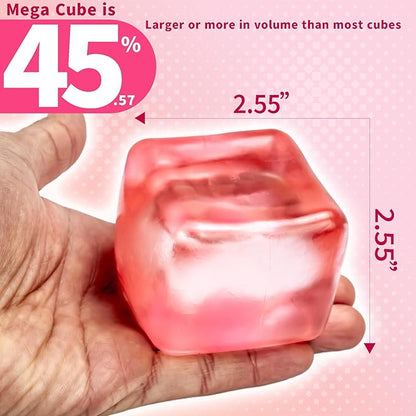 Premium MEGA Cube – Extra Large Ultra-Firm Gel Squishy Fidget Toy | Stress Balls for Adults with Non-Sticky, Odor-Free Shell & Reinforced Dual Leak-Proof Seals for Heavy-Duty Use | 1-Pack Pink