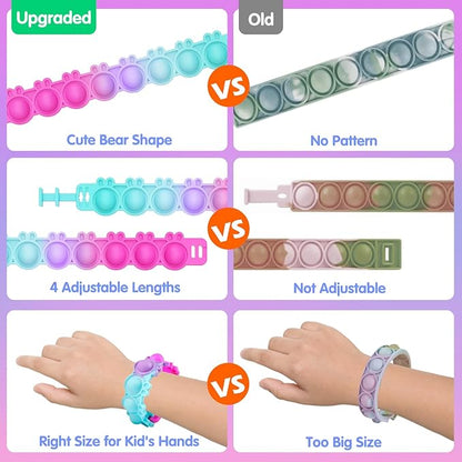 Valentines Day Gifts for Kids 30 Pack Pop Bracelets Fidget Toys Valentines Day Cards for Kids School Classroom Party Favors Valentines Exchange Gifts for Toddlers Girls Boys Class Prizes