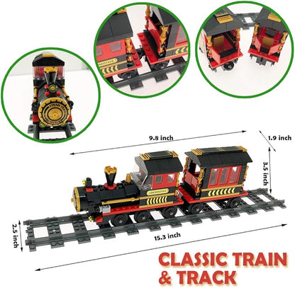 Building Blocks Toys 583 Pieces Classic Train Set with Station Construction Brick Education Learning Toys for Kids 6+ Birthday for Boys and Girls Train Combination