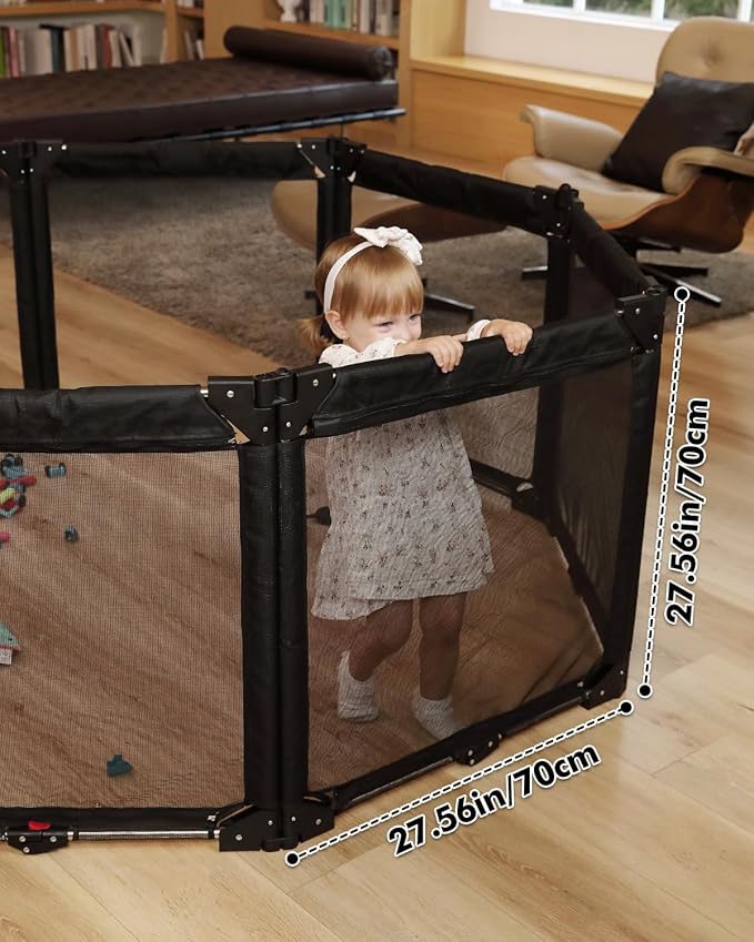 Extra Wide Baby Gate Playpen with Heat-Resistant Mesh,8 Panel Foldable Baby Fence,Indoor/Outdoor Safety Barrier,Dog Playpen & Fireplace Gate