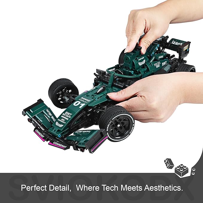 F1 Racing car technic Building Sets,Formula 1 Model Cars ，1：12 MOC Sports car Building Blocks,Collectible Kits for Kids 8+ and Adults （Green）(1089 Pieces Bricks)