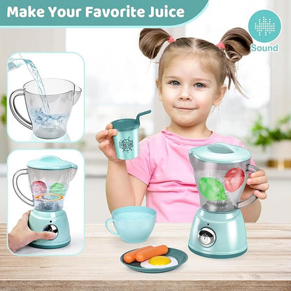 Shemira Play Kitchen Accessories, Pretend Play Kitchen Appliances Toy Set with Coffee Maker, Blender, Mixer, Toaster, Toys for 3 4 5 6 7 8 Year Old, Birthday Gifts for Kids Age 3-5 4-6 6-8 Girls