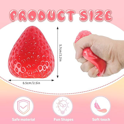 4 Packs Big Strawberry Squishy Fidget Toys Adults, Ultra Soft Sticky Stress Relief Toys Squeeze Toys for Autism, Birthday Gifts Easter Basket Stuffers Easter Gifts