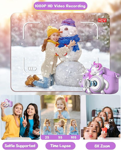 Kids Camera for 3-8 Years Old Toddlers Childrens Boys Girls Selfie Camera 20.0 MP HD 1080P IPS Screen Dual Digital Toy Camera for Kids Christmas Birthday Gifts