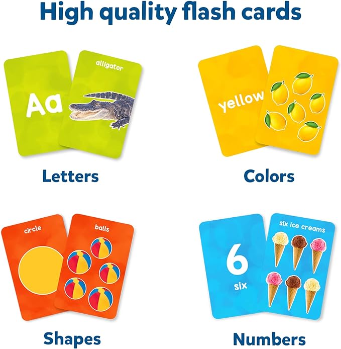 Skillmatics Thick Flash Cards for Toddlers - Letters, Numbers, Shapes & Colors, Montessori Toys & Games, Preschool Learning Activities, Gifts for Kids Ages 1, 2, 3, 4 Years