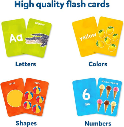 Skillmatics Thick Flash Cards for Toddlers - Letters, Numbers, Shapes & Colors, Montessori Toys & Games, Preschool Learning Activities, Gifts for Kids Ages 1, 2, 3, 4 Years