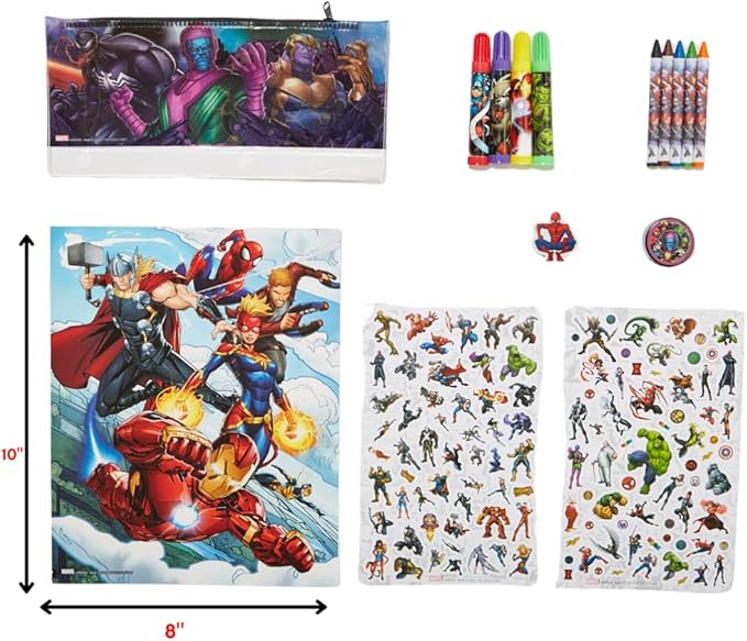 Innovative Designs Marvel Avengers Coloring Art and Sticker Set for Boys and Girls, 30 Pcs.