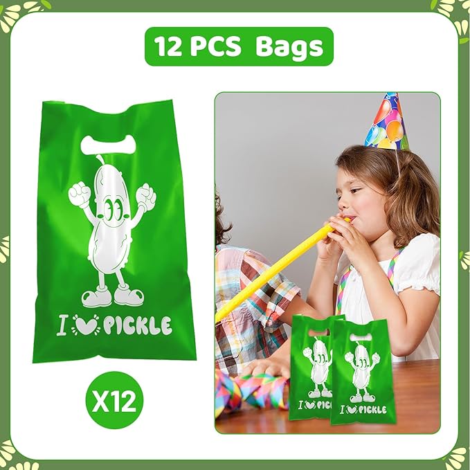 Funny Pickle Party Favors, Funny Pickle Temporary Tattoos Slap Bracelets Badges Keychains Gift Bags for Pickle Birthday Party Decorations Supplies for Kids Adults Boys Girls Classroom Rewards