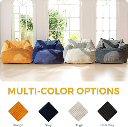 MAXYOYO Bean Bag Chair, Floor Sofa with Handle, Bean Bag Chairs for Adults and Kids, Teens Living Room Bean Bag, Accent Sofa Chair with Pocket for Gaming Reading Relaxing