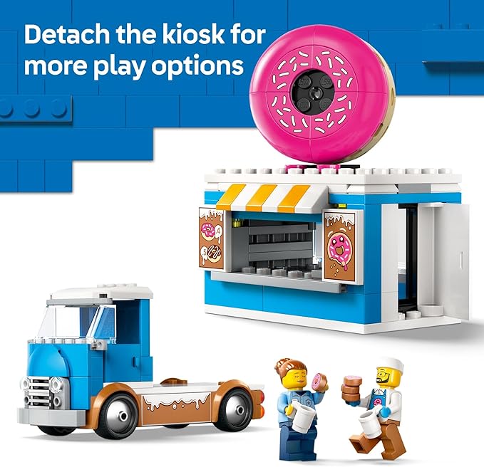 LEGO City Donut Truck Toy - Building Toy for Kids, Boys and Girls, Ages 5+ - Mobile Donut Stand with 2 Minifigures and Other Accessories - Fun Gift Idea for Birthdays and Holidays - 60452