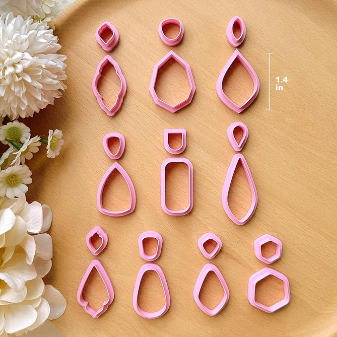 KEOKER Clay Cutters, Organic Polymer Clay Cutters for Earrings Making, 20 Shapes Floral Polymer Clay Cutters, Studs Clay Cutters for Polymer Clay Jewelry (A+B)