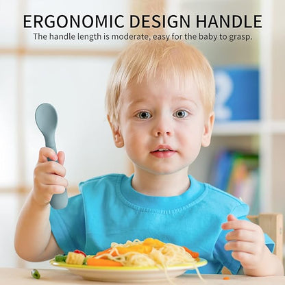 ME.FAN Silicone Baby Feeding Spoons [6 Pack] First Stage Baby Infant Spoons - Baby Utensils Soft Training Spoon Self Feeding - Chew Spoon Set for Babies and Toddlers