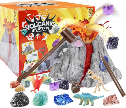 Volcano Kit, Dinosaur Kit，Gem Digging Kit, Volcano Eruption Science Kits, Science STEM Activities Educational for Age 6-8-12, Kid Toys, Birthday Gift