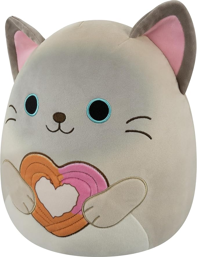 Squishmallows Original 12in Felton The Siamese Cat Holding Heart Churro – Official Jazwares Valentine’s Day Plush (Medium-Sized)