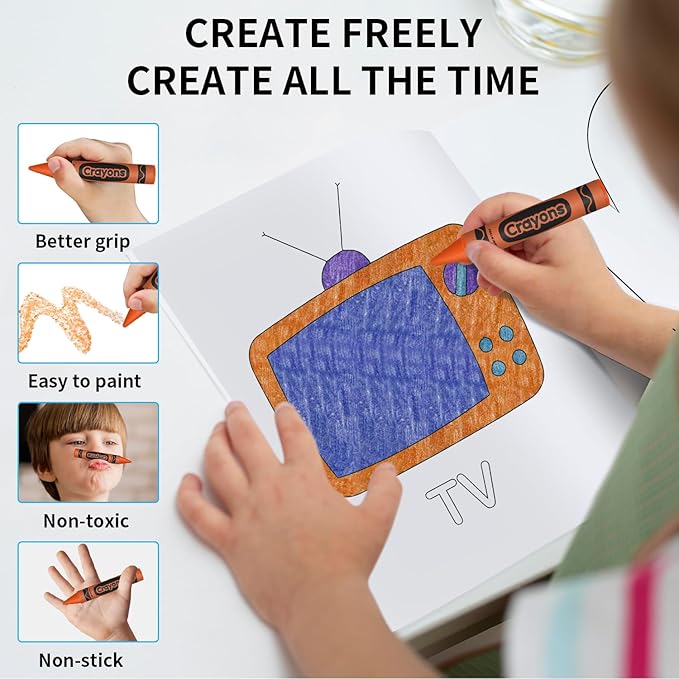 Kalysky 1-3 2-4 Year Old Art Set : Simple Coloring Books and Jumbo Crayons,Kids & Toddler Coloring Books,Sketch Book for Kids Cognition and Exploration Activity