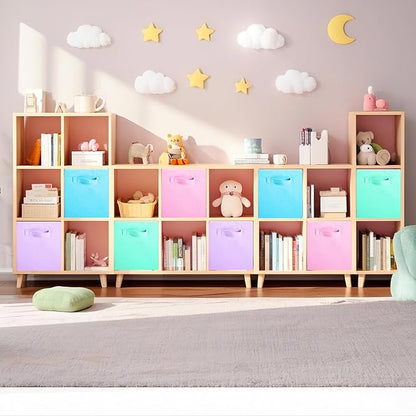 ShellKingdom Storage Bins, Foldable Fabric Storage Cubes And Cloth Organizer Drawer For Closet And Toys, 8 Pack (Pink+Lavender+Light Blue+Mint Green)