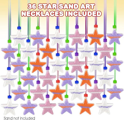 ArtCreativity Star Sand Art Bottle Necklaces, Pack of 12, Sand Art Craft Kit with Shaped Bottles, Craft Party Supplies and Party Favors for Kids - Sand Sold Separately (Star)