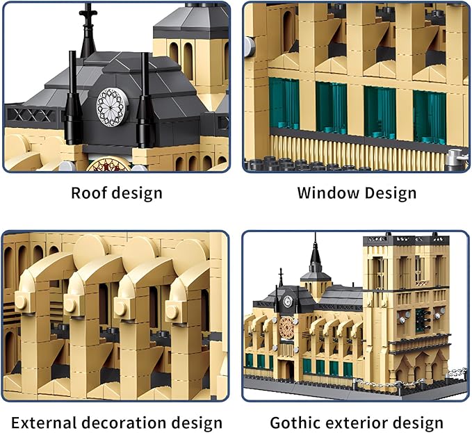 Notre-Dame de Paris Cathedral World Famous Architectural Model Building Blocks Set 1382 Pieces Puzzle Toys Gifts for Kid and Adult