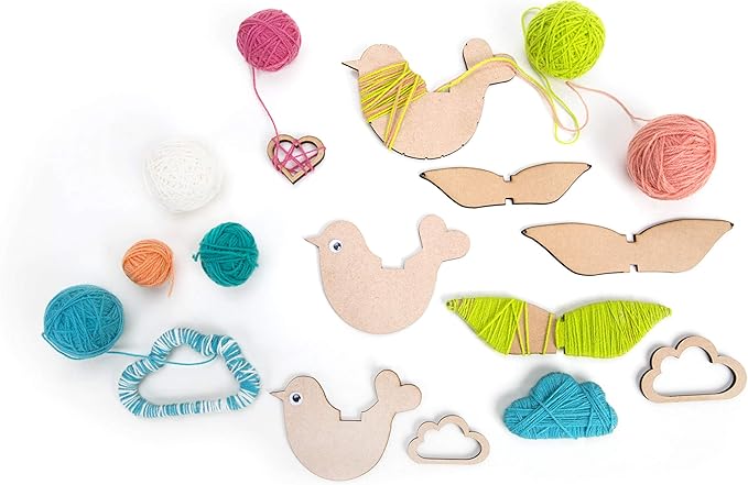 Chalk & Chuckles Yarn Birds Baby Mobile - String Craft for Kids