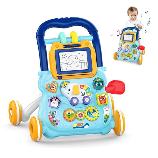 Baby Walker and Activity Center for Girl, Learning to Walk, Sit to Stand, Early Educational Push Toys with Music Panel for Infant Toddler 12+ Month
