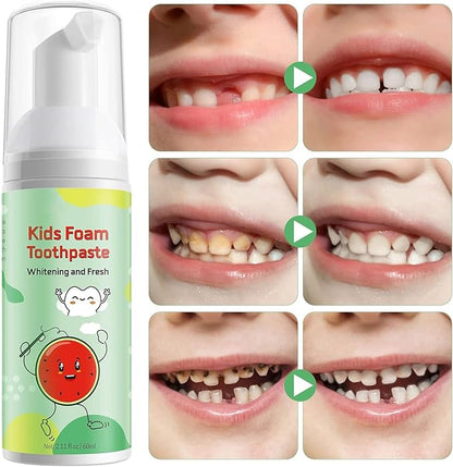 Foam Toothpaste Kids,Toddler Whitening Toothpaste with Low Fluoride & Natural Formula to Reduce Plaque,Kids Foaming Toothpaste for U Shaped Toothbrush for Children (Watermelon)