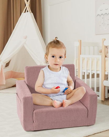 Toddle & Kids Chair,2-in-1 Soft Toddler Couches That Fold Out,Toddler Chairs Comfy 1-3 Years Old,Convertible Sofa to Lounge,Pink