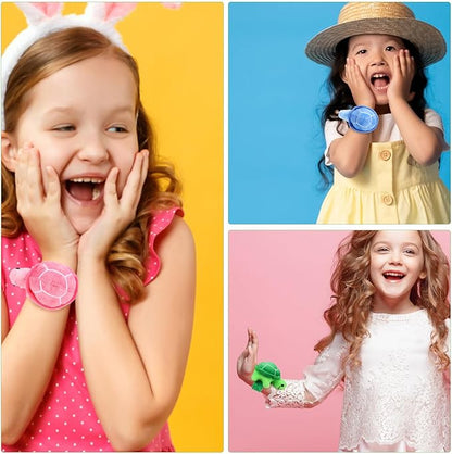 Gadpiparty 6 Pieces Turtle Slap Bracelet Plush Hug Animal Slap Bracelet Stuffed Animals Slap Bracelets Turtle Wrist Band for Christmas Birthday Party Supplies