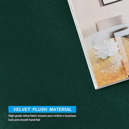 OBCREAT High Stretch Recliner Chair Cover Soft Velvet Recliner Slipcovers 4 Pieces Lazy Boy Recliner Couch Covers Plush Furniture Protector for Kids Pets (Green)