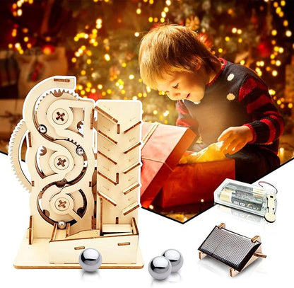 Solar 3D Wooden Puzzle Marble Run DIY Model Kit Craft Sets Educational Wood Mechanical Building Toys STEM Science Experiments Projects Birthday Gift for Adult Men Kids Age 8 10 12 14＋