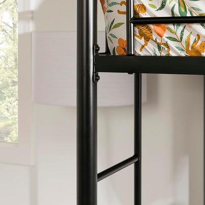 Walker Edison Timothee Urban Industrial Metal Twin over Loft Bunk Bed, Twin Size, Black