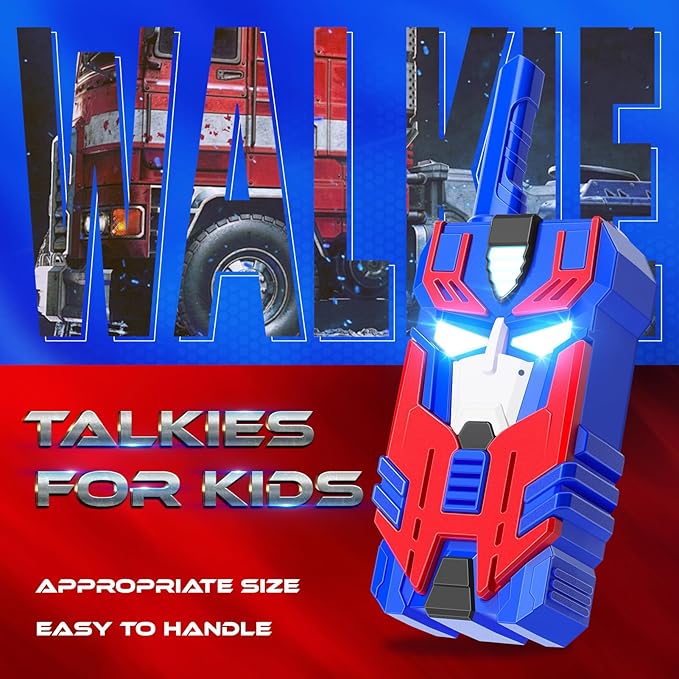 Transform Toys Walkie Talkies for Kids 2 Pack Blue Leader Robot, 2500 FT Range, Cool Eye Lights for 3 4 5 6 7 8 9 10 Year Old Outdoor Camping Toys, Birthday Gifts for Boys Ages 3-12