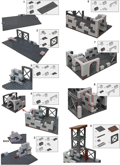 Finger Rock Military Base Series Small Suspension Building Set, WW2 Army Mini War Accessories Kits, DIY Defence Base Guard Tower Base Guns Army Supplies Block Toy for Kids 8 10 12 14
