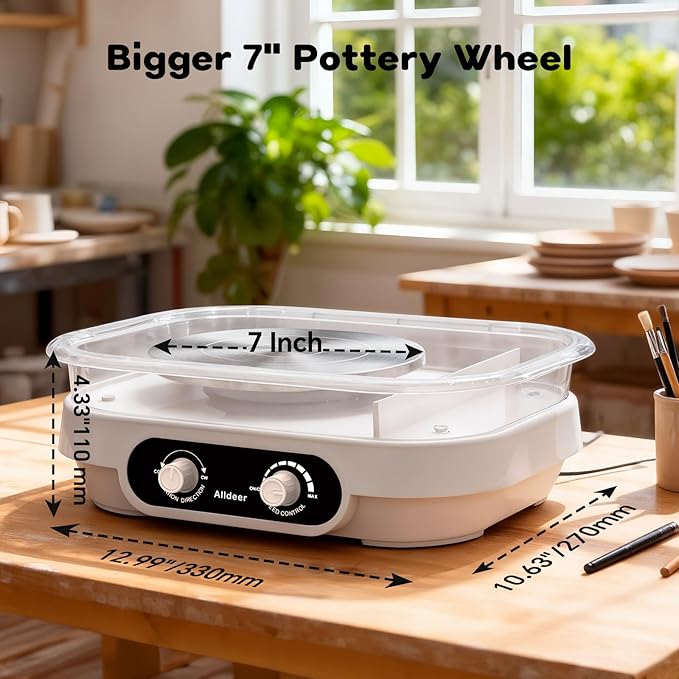 Pottery Wheel for Kids, Teens & Adults - 7" Professional Ceramic Machine with Adjustable Speed & Removable Tray, DIY Complete Clay Art Kit with Tools, Toys for Beginners, Artists & Hobbyists