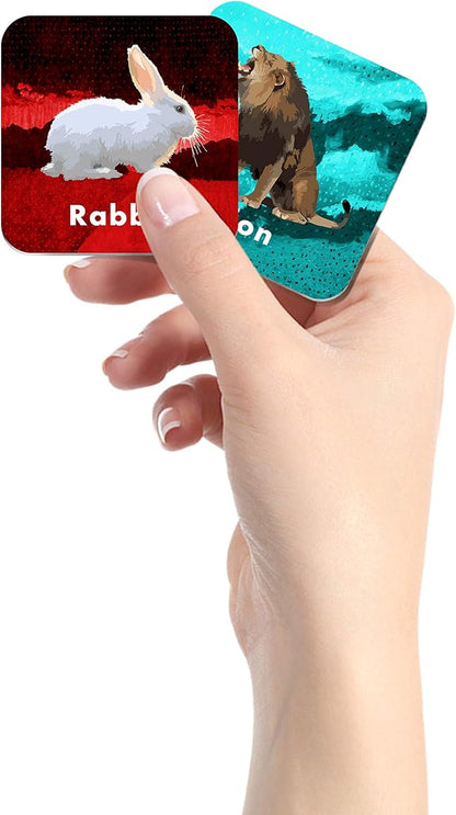 Hebayy 36 Pair Animal Matching Game Flash Cards Erasable (Each Measures 2” X 2”)